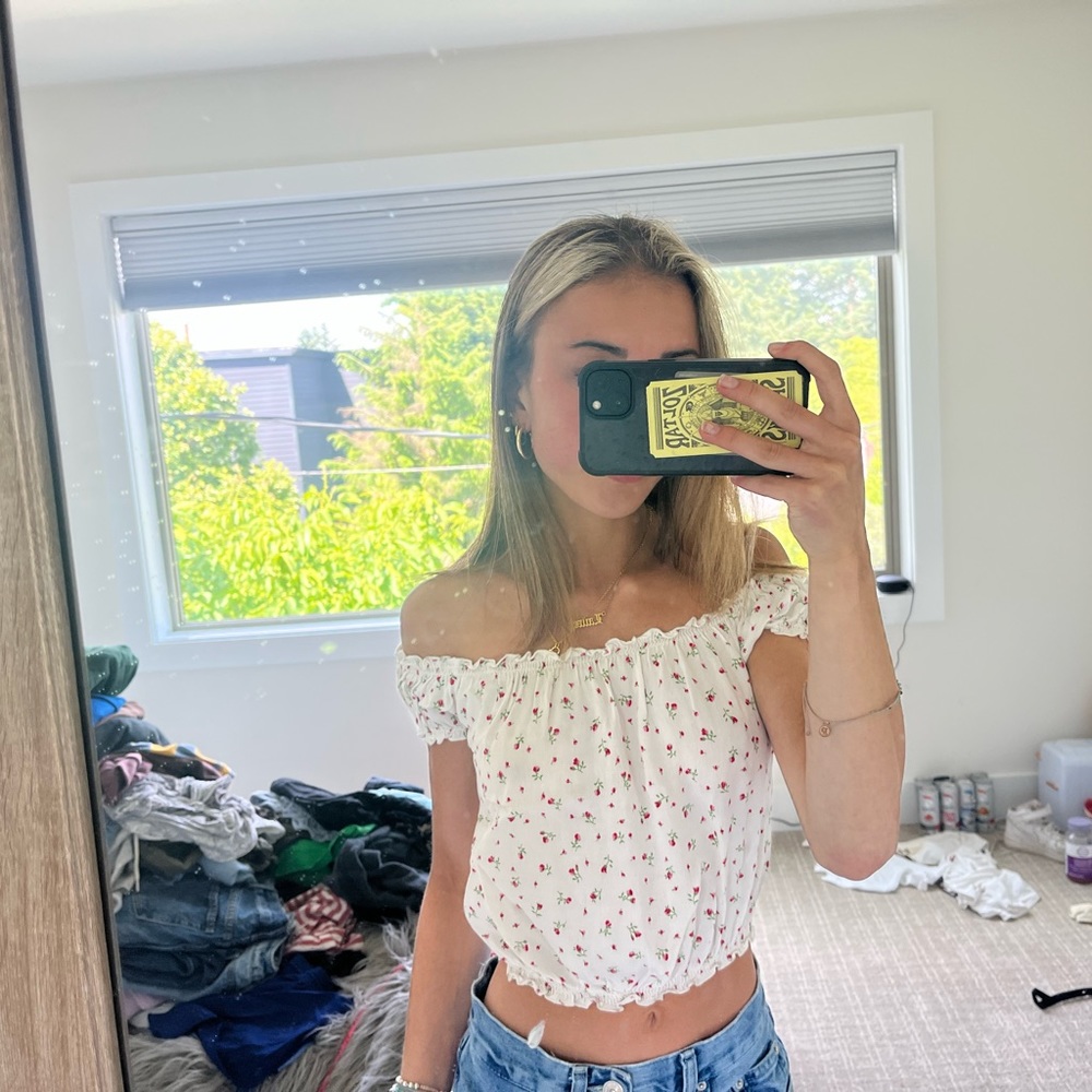 Brandy off the shoulder floral top